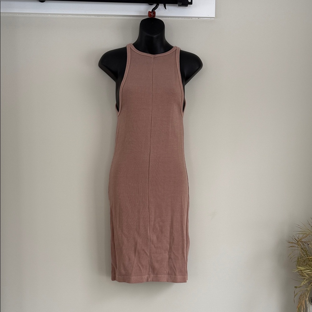 Old Navy Bodycon Ribbed Sleeveless Tan Dress